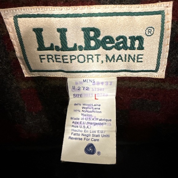 JACKET BARN WOOL AZTEC MEN LRG  L.L. Bean  Coat 90s Southwest Tribal Chore Ranch - Picture 6 of 13